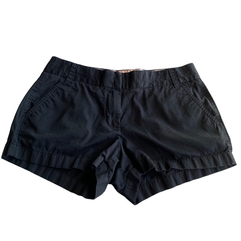 J Crew Women's Chino Broken In Mid Rise Black Shorts 100% Cotton Size 4